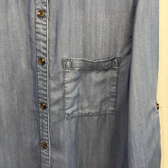 C&C California Chambre Denim Shirt Women Small Roll Up Sleeve Button Up - Picture 4 of 10